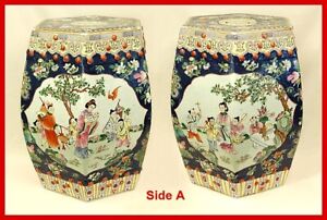 Chinese Export Porcelain Garden Seats Exceptional Quality Antique Decorative 
