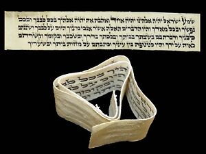 Authentic Antique Hebrew Torah Manuscript Parchment Circa 1900 S Tefillin Europe
