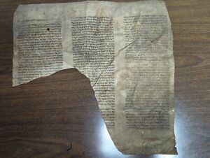 Antique Torah Scroll Fragment Manuscript From German Synagogue On Parchment