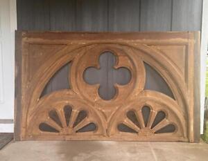 8 Foot Long Antique French Gothic Oak Panel Transom Skylight Headboard Or 