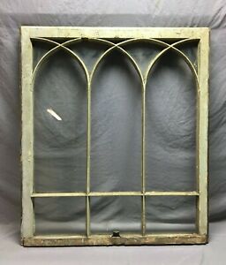 Antique Double Arch Gothic Window Sash Shabby Vintage Chic Old Tan 1211 21b