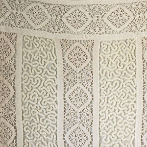 Vintage French Crochet Lace Tape Heavy Weight Curtain Drape Farmhouse Cottage
