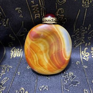 100 Old Chinese Exquisite Agate Pure Hand Carved Agate Snuff Bottle