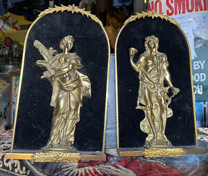Rare Set Antique Bronze Wall Plaques Napoleon Iii Boulle 19th C Style
