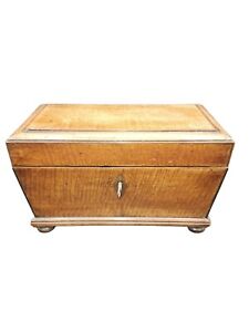 Antique Georgian Or Victorian Mahogany Satinwood Double Tea Caddy Box