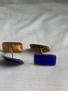 Vintage Blue Enamel Cuff Links Sterling Silver Norne Aksel Holmsen Norway 11 5 G