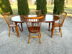 1955 L J G Stickley Fayetteville Cherry Valley Table 4 Chairs Dining Room Set