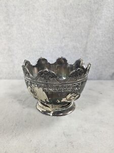 Japan Silver Plated Monteith Style Lion Handled Compote Serving Bowl
