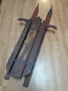 Very Rare Unique 18th 19th C Wooden Iron Mechanical Steering Snow Sled