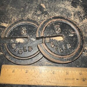 Lot Of 2 Vintage Cast Iron Scale Weights 1lb 10 7 Oz Total Weight 