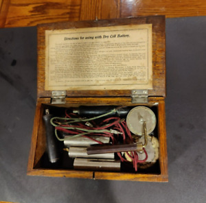 Victorian Beautiful Oak Antique Medical Quack Electric Shock Device Machine