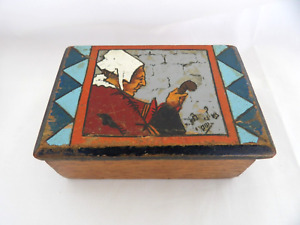1930 S French Artist Paul Fouillen Folk Art Artist Primitive Little Wood Box 