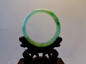 Vintage Chinese Translucent Dark Green Jadeite D Bangle Jade Bracelet Fixed