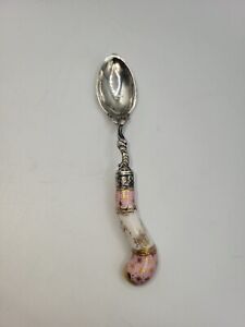 Antique Dresden Sterling Spoon With Beautiful Porcelain Handle