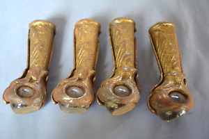 Fine Set 4 Antique 19th C Brass Glass Claw Foot Feet For Parlor Table Legs X5 