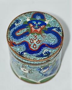 19th Century Antique Chinese Cloisonne Dragon Large Lidded Box