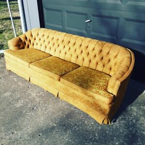 Mid Century Hollywood Regency Golden Tufted Sofa
