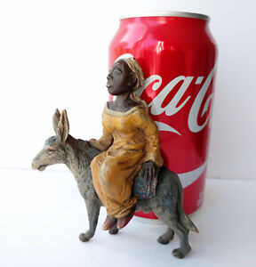Vienna Austria Cold Painted Bronze Bergman Arab Girl Riding On A Donkey Stamped