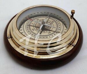 Antique Brass Magnifying Navigational Magnetic 6 Sailing Ship Boat Desk Compass