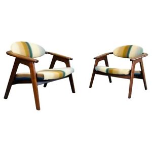 Vintage Sculptural Walnut Pair Of Adrian Pearsall Captains Chairs