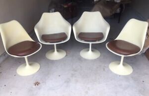 Authentic Knoll Saarinen 70s Vintage Tulip Mid Century Dining Chairs Set Of 4