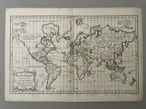 Mappe Monde 1786 Didier Robert De Vaugondy Antique World Map