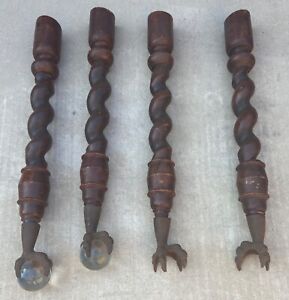 Set Of 4 Antique Furniture Grade Table Legs Barley Twist Claw Foot