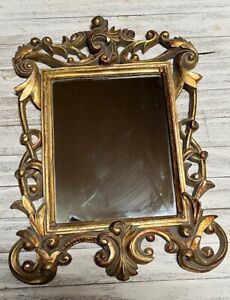 Rococo Baroque Style Gold Gilt Accent Heavy Wall Mirror 17 X 13 