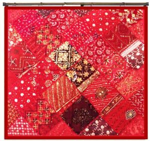 Ethnic Art D Cor Hand Embroidered India Vintage Beaded Wall Hanging Tapestry 40 