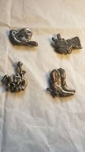 5 Vintage Western Themed Cowboy Hat Indian Boots Horse Saddle Button Covers