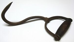 Antique Tool Vintage Hay Bale Hand Hook Wood Handle