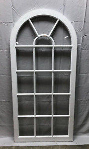 Antique 16 Lite Arched Dome Top 27x57 White Cabinet Window Old Vtg 1971 22b