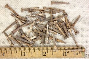 1 Old Square Nails 50 Used 1850 S Vintage Rusty 3 16 Large Head White Wash