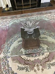 Henredon Glass Top Pedestal Coffee Table