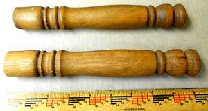 Antique Oak Salvaged Trim Pieces Pair Matching Spindles 9 Long X 1 1 8 Dia