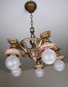 Antique Vintage Riddle Deco Victorian Ceiling Light Chandelier More Available