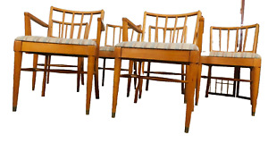 1958 Mid Century Danish Modern Dining Chair Set 6 Heywood Style Ladder Back 60s