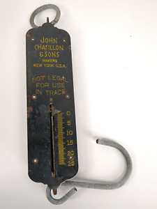 Vintage John Chatillon And Sons Makers New York Usa Hanging Scale 25lbs