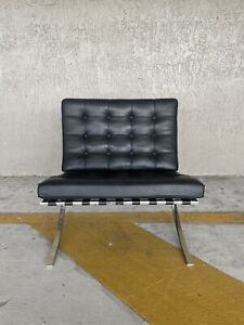 Knoll Barcelona Chair Volo Black Leather Stamped 100 Authentic