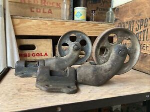 Antique Factory Cart Cast Iron Casters Vintage Wheels Railroad Dolly Industrial