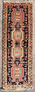 Vintage Karabagh Runner Hand Made Wool Caucasian Kazak Rug Carpet 9 3 X 3 3 