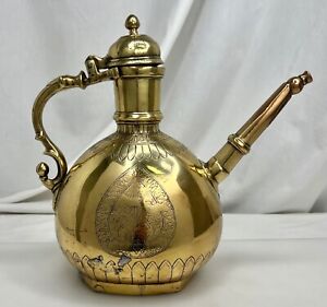 Antique Mughal Indian Islamic Brass Aftaba Ewer 90122