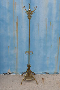 Ornate Cast Brass Coat Hat Rack Hall Tree Umbrella Stand Griffins Antique Hooks