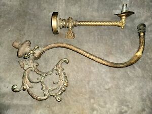 Antique Brass Gas Light Wall Sconce Lamp Parts Ornate Victorian Parts Pieces