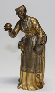 Antique French Gilt Bronze Lady Servant Figurine Sculpture Excellent 