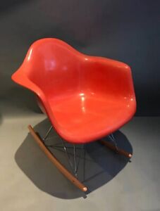 Eames Herman Miller Arm Shell Rocking Chair Fiberglass Rar Orange