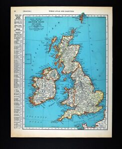 1937 Mcnally Map British Isles Great Britain Ireland England Scotland London