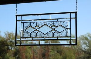 Clear And Silver Contemporary Stained Glass Window Pane 24 5 8x12 5 8or 62x32cm
