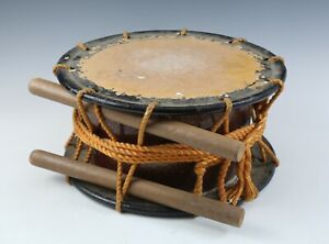 Old Vintage Japanese Traditional Drum Taiko Traditional War Tsushima Drums 