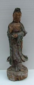 Ming Dynasty Painted Carved Wooden Kuanyin Buddha Statue